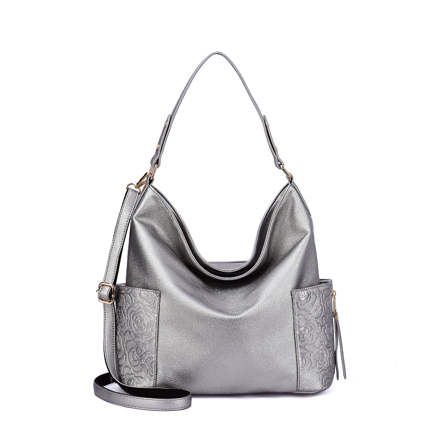 Ryder Hobo Bag with Floral Embossed Pockets