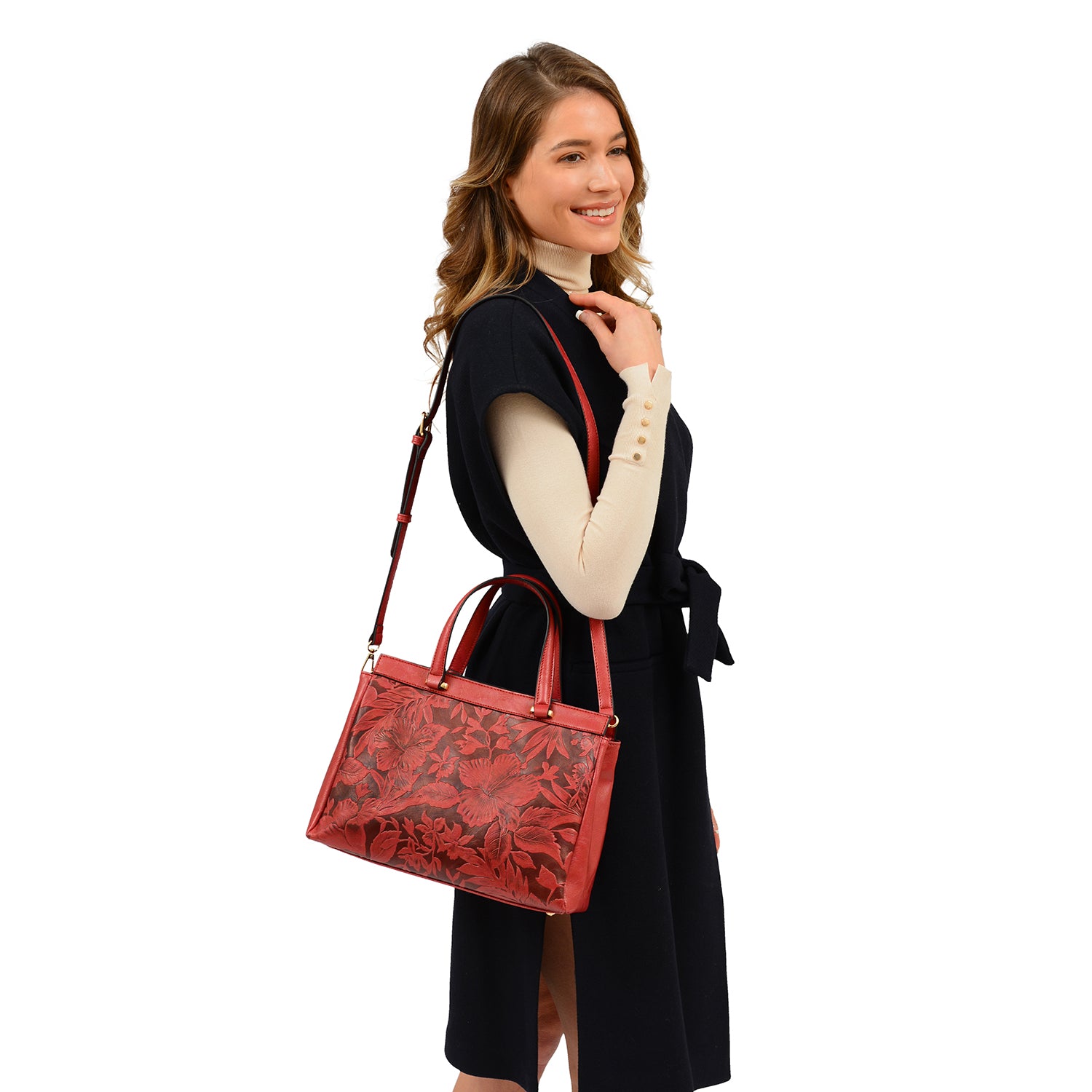 Salome Embossed Floral Satchel - Mellow World