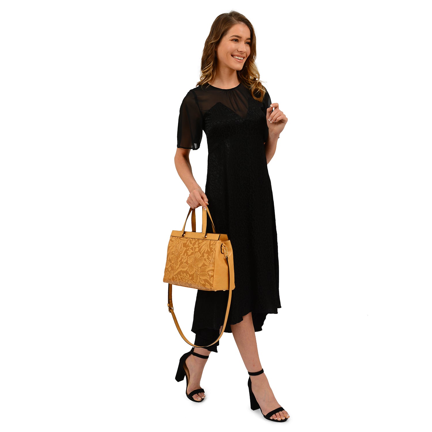 Salome Embossed Floral Satchel - Mellow World