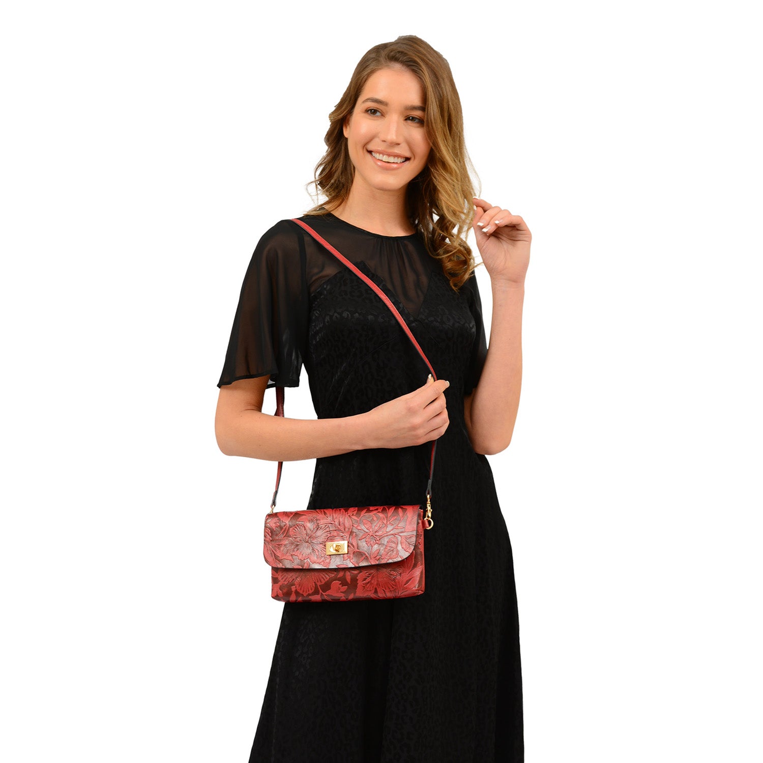 Sarita Embossed Floral Crossbody - Mellow World