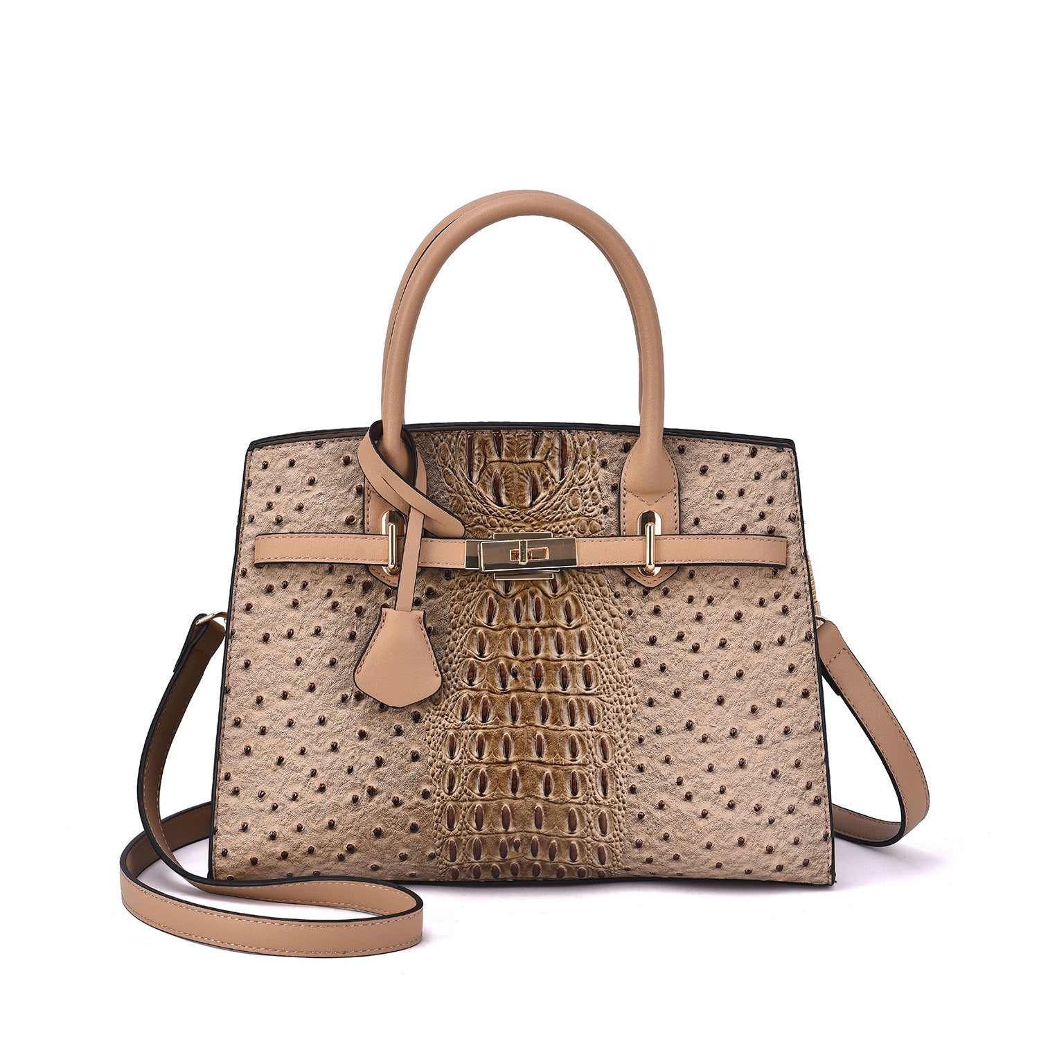 Virginia Ostrich Embossed Satchel - Mellow World