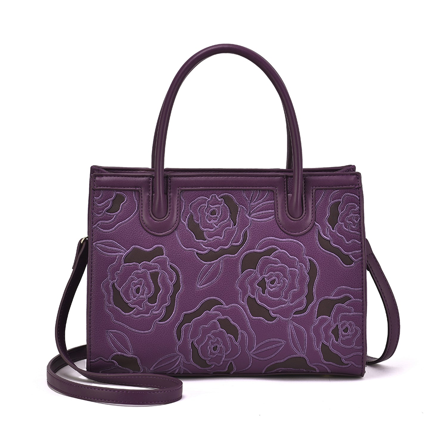 Darla Embossed Floral Structured Handbag - Mellow World