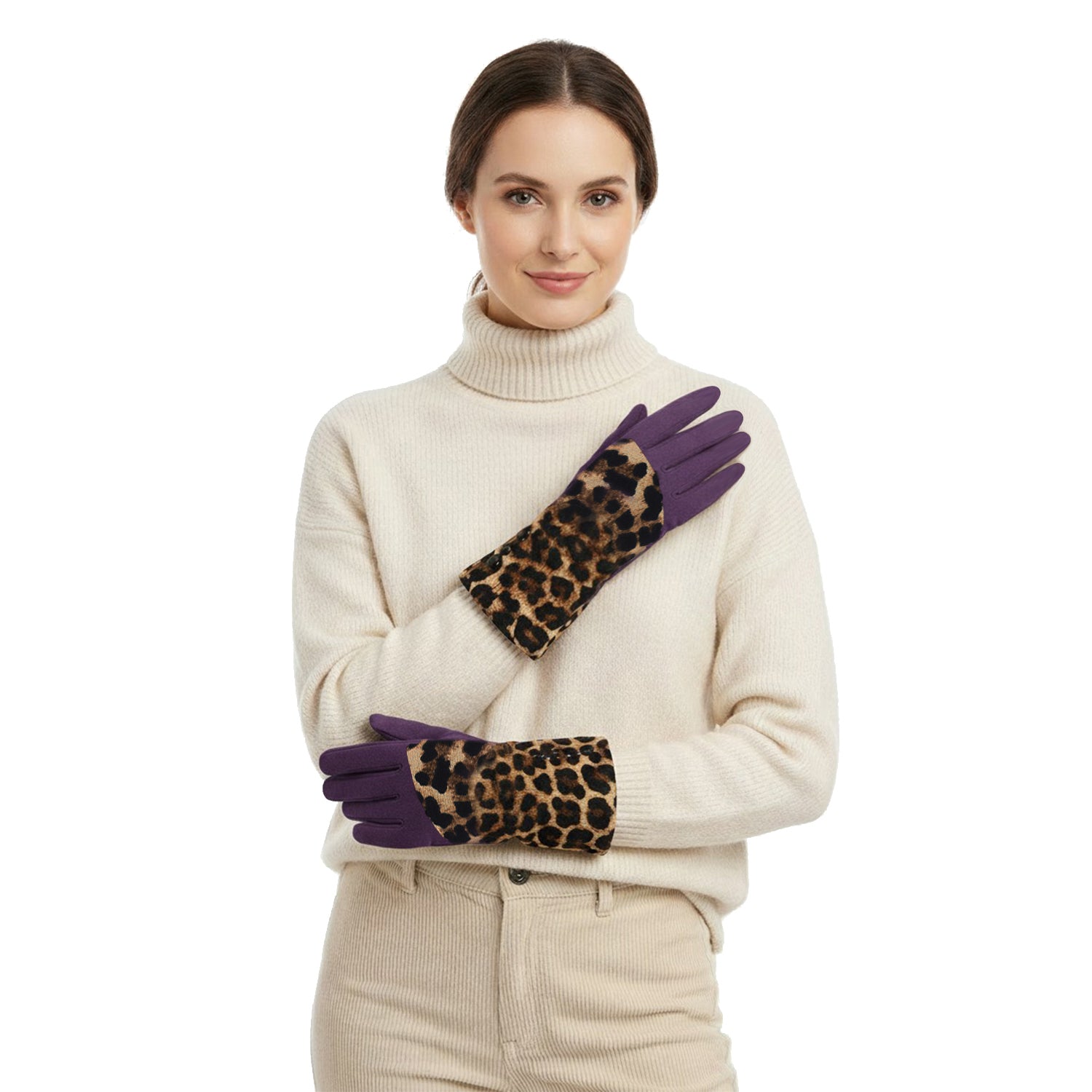 Nya Warm Winter Gloves Featuring Leopard Print - Mellow World