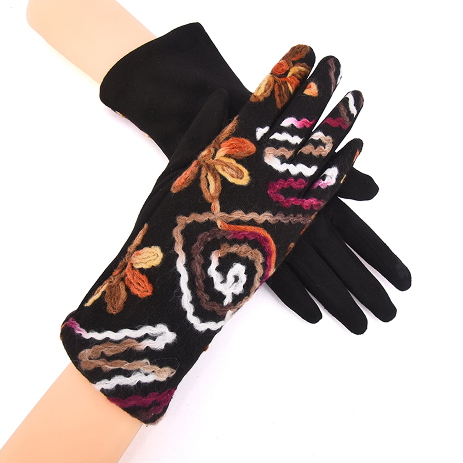 Women Embroidered Floral Gloves