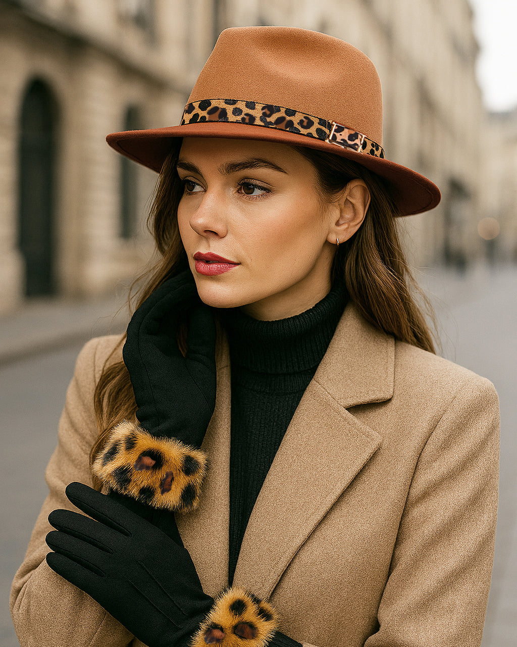 Women's Gradient Hat With Leopard Belt Band