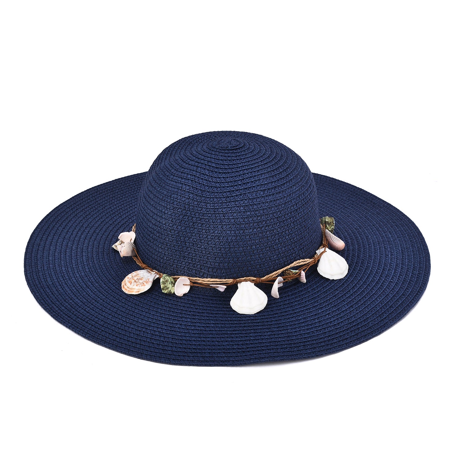 Women's Straw Hat with Shell & Bead Trim - Mellow World