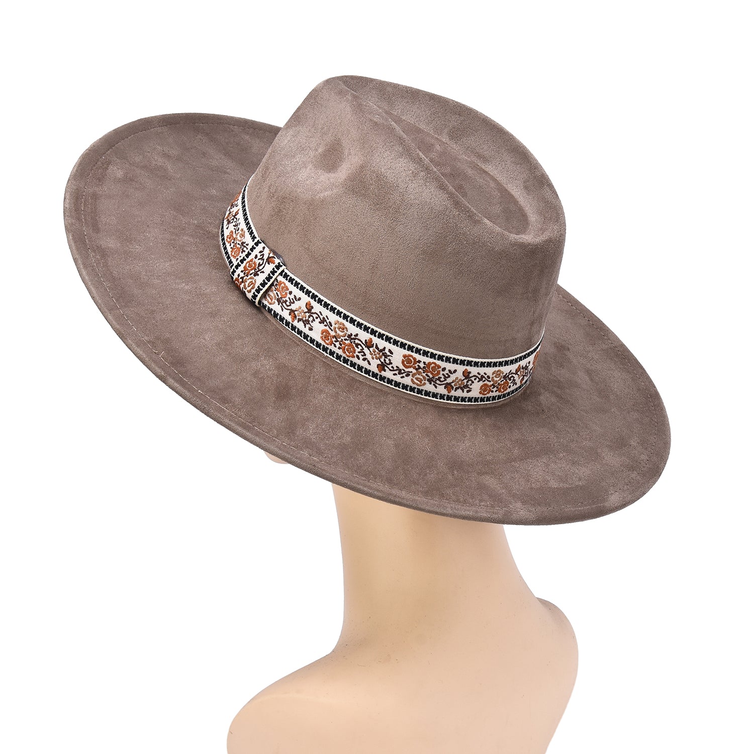 Women's Felt Hat With Floral Embroidery Band - Mellow World