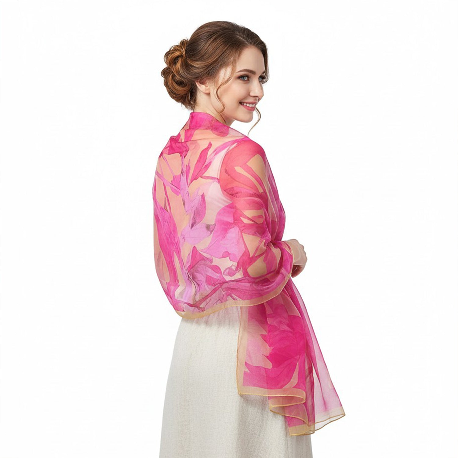 Women's Watercolor Floral Patterned Wrap Scarf - Mellow World