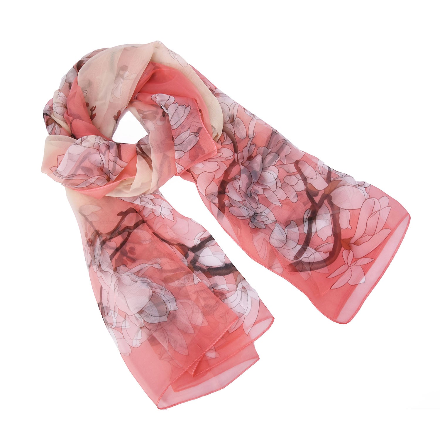 Women's Floral Chiffon Wrap Scarf - Mellow World