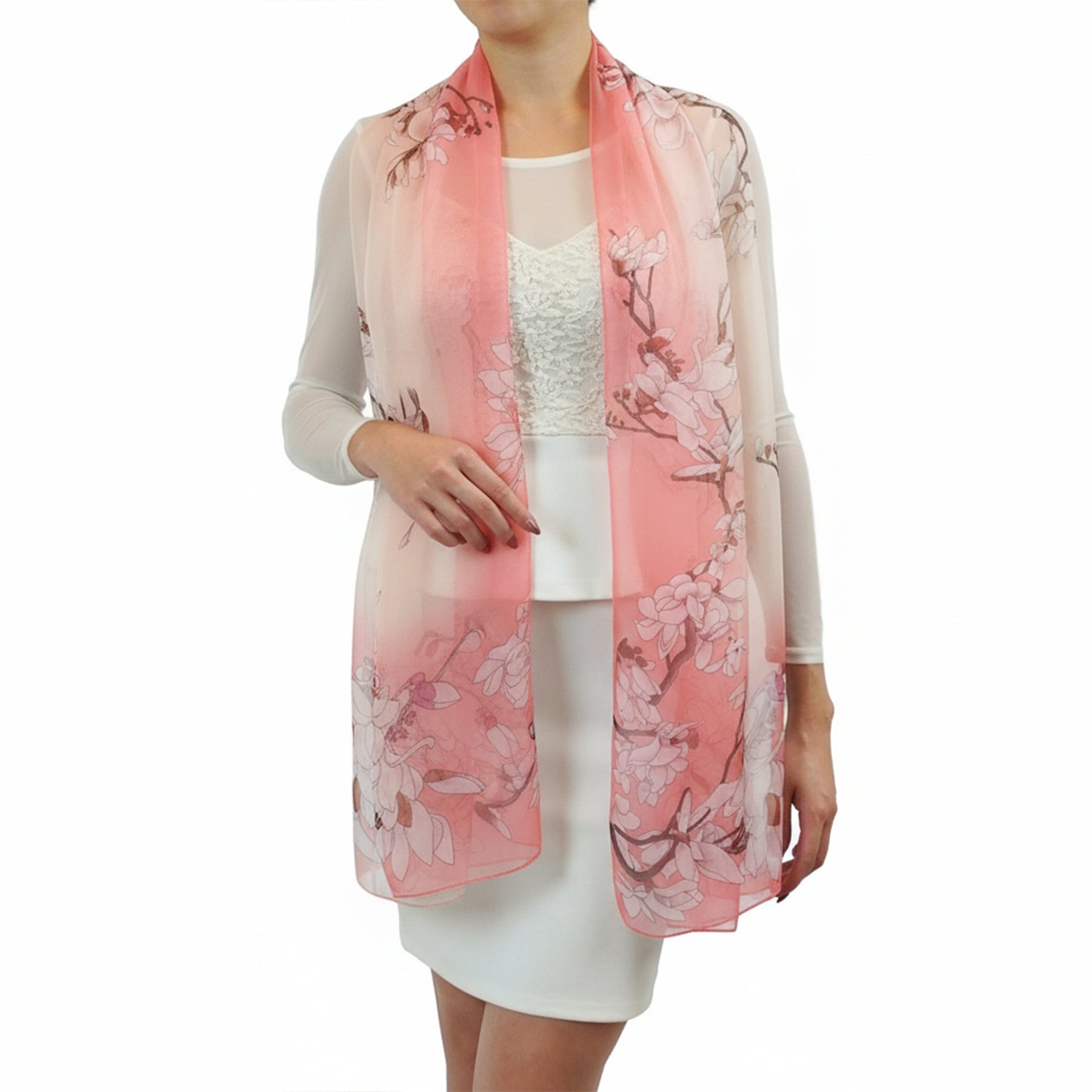 Women's Floral Chiffon Wrap Scarf - Mellow World