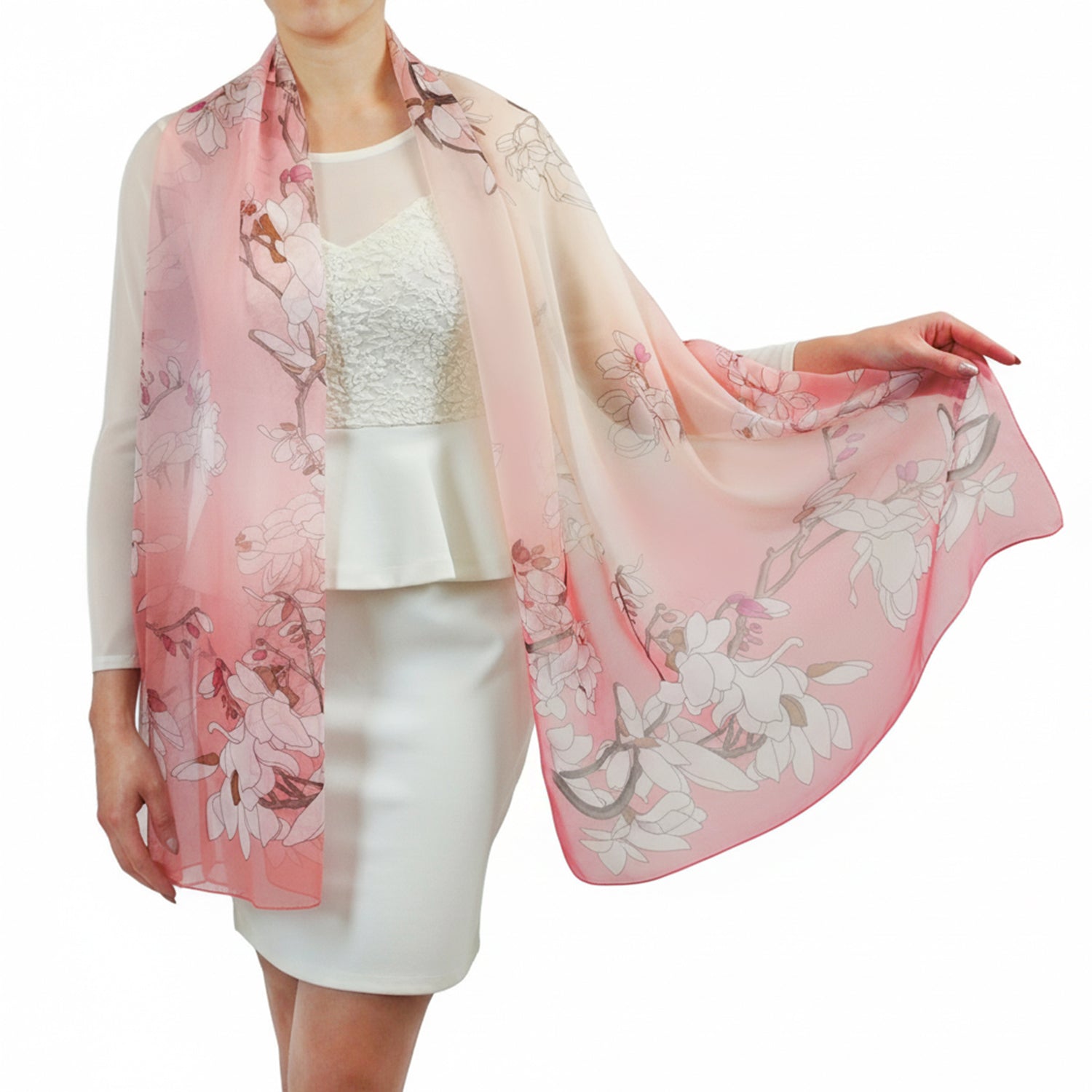 Women's Floral Chiffon Wrap Scarf - Mellow World