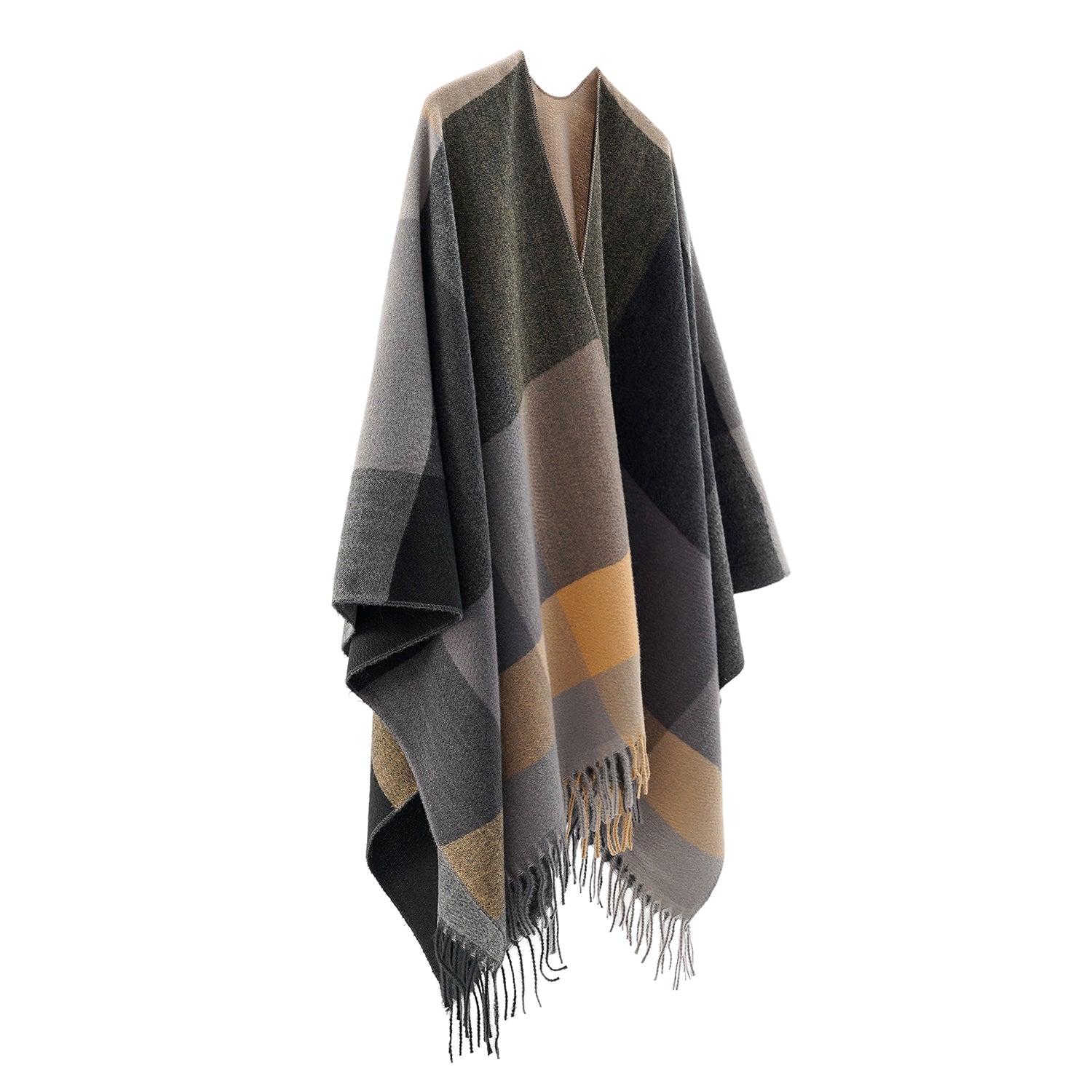 Women's Fringed Color Block Shawl - Mellow World