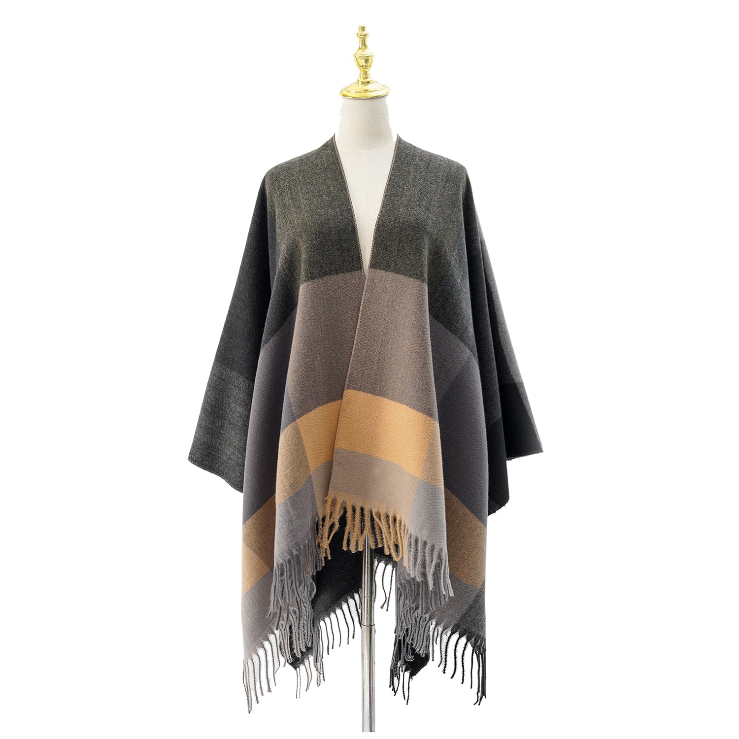Women's Fringed Color Block Shawl - Mellow World