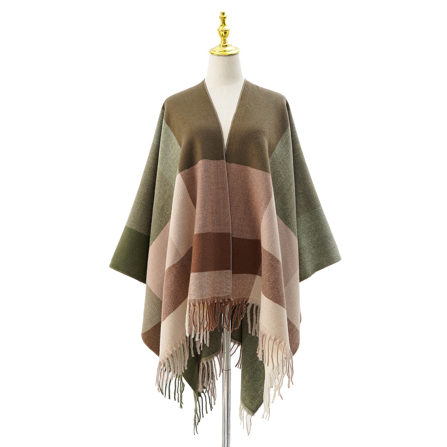 Women's Fringed Color Block Shawl - Mellow World