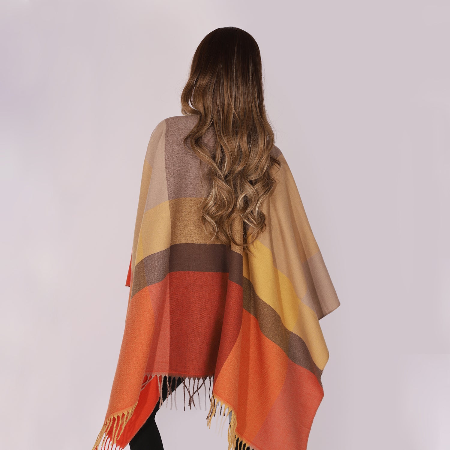 Women's Fringed Color Block Shawl - Mellow World
