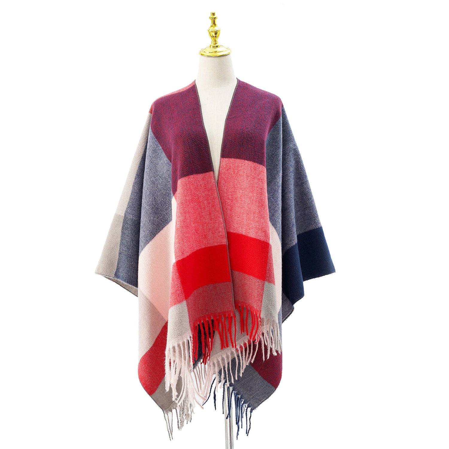 Women's Fringed Color Block Shawl - Mellow World