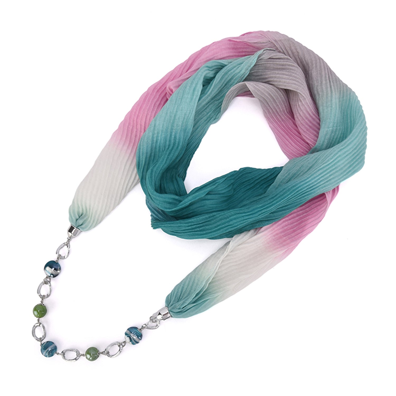 Aurora Gradient Color Infinity Scarf with Necklace - Mellow World