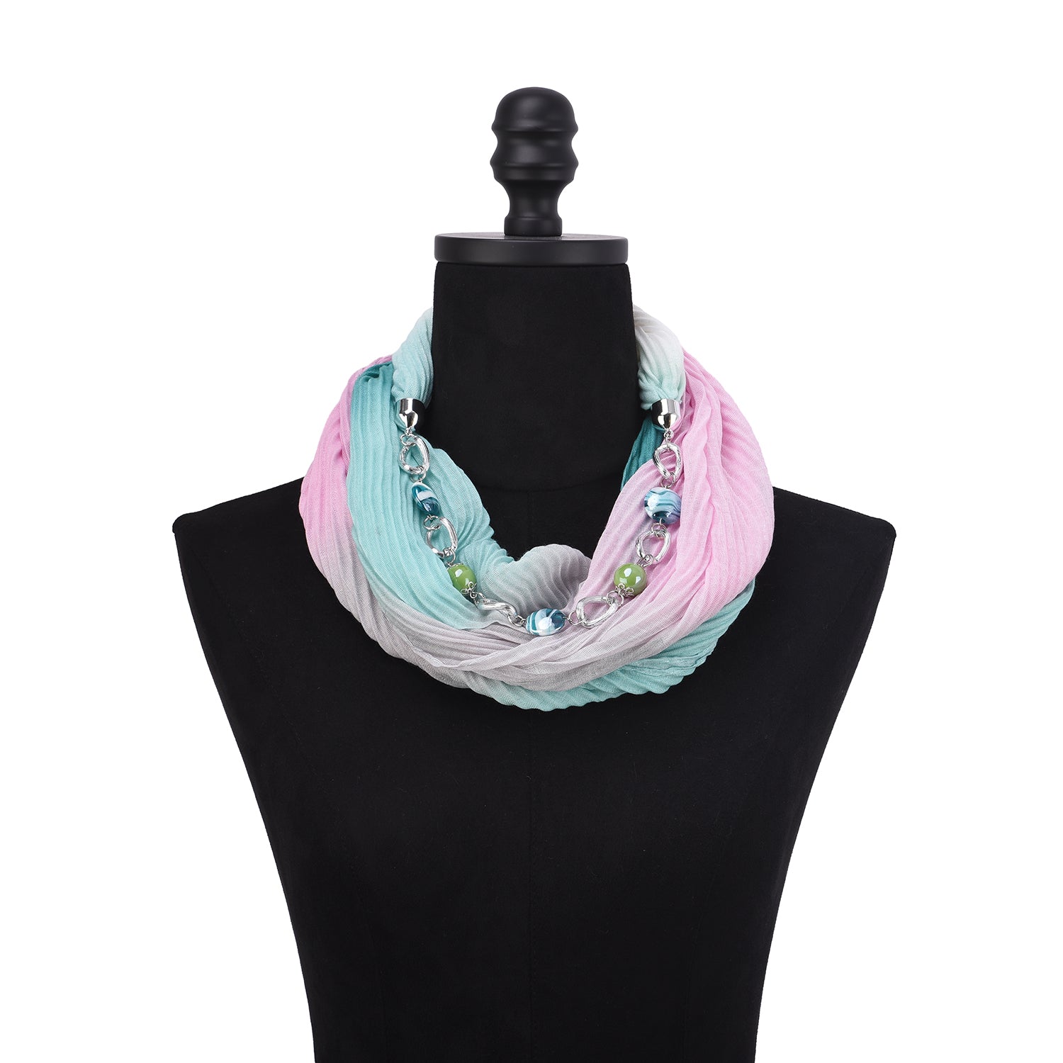 Aurora Gradient Color Infinity Scarf with Necklace - Mellow World