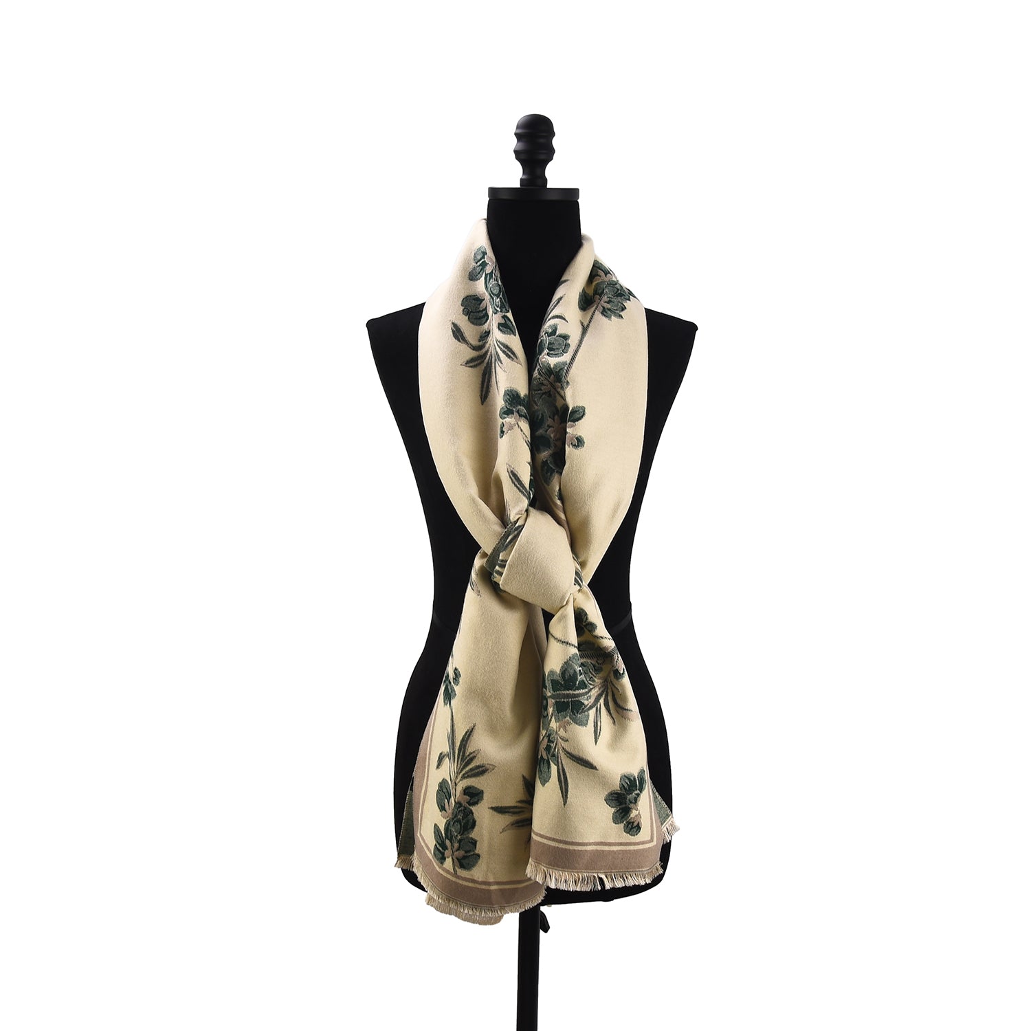 Women's Floral Wrap Scarf With Fringe Trim - Mellow World