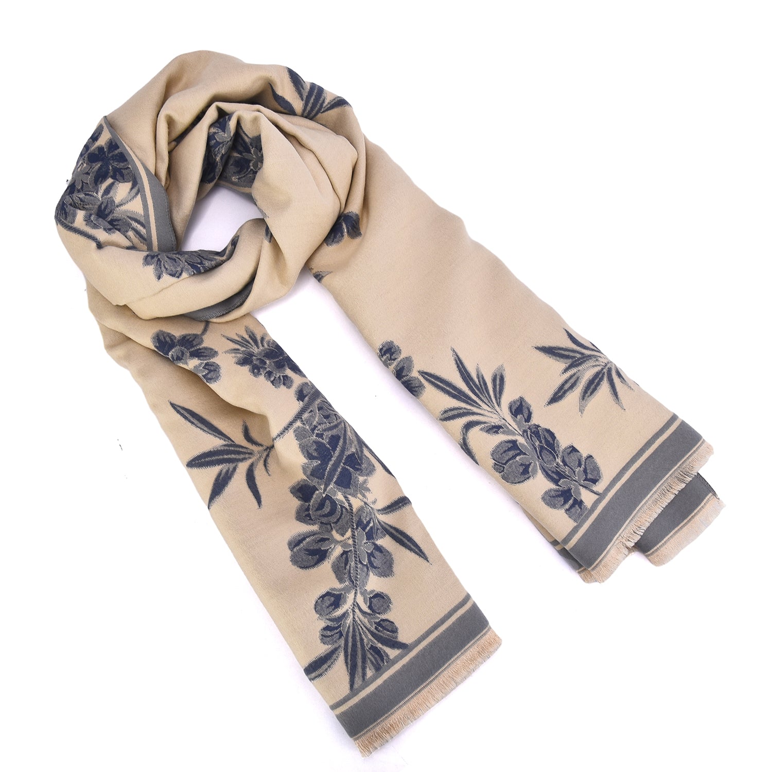 Women's Floral Wrap Scarf With Fringe Trim - Mellow World