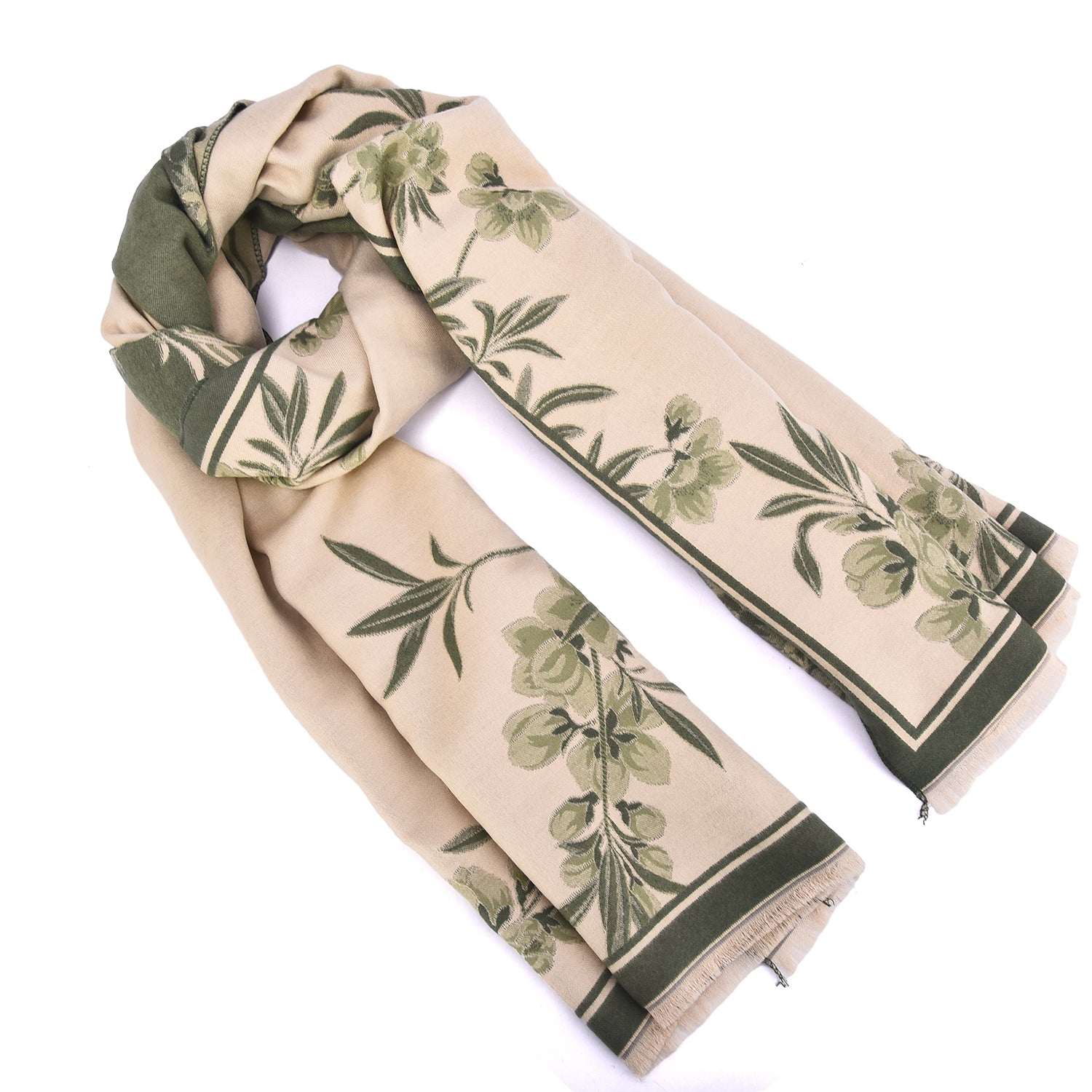 Women's Floral Wrap Scarf With Fringe Trim - Mellow World