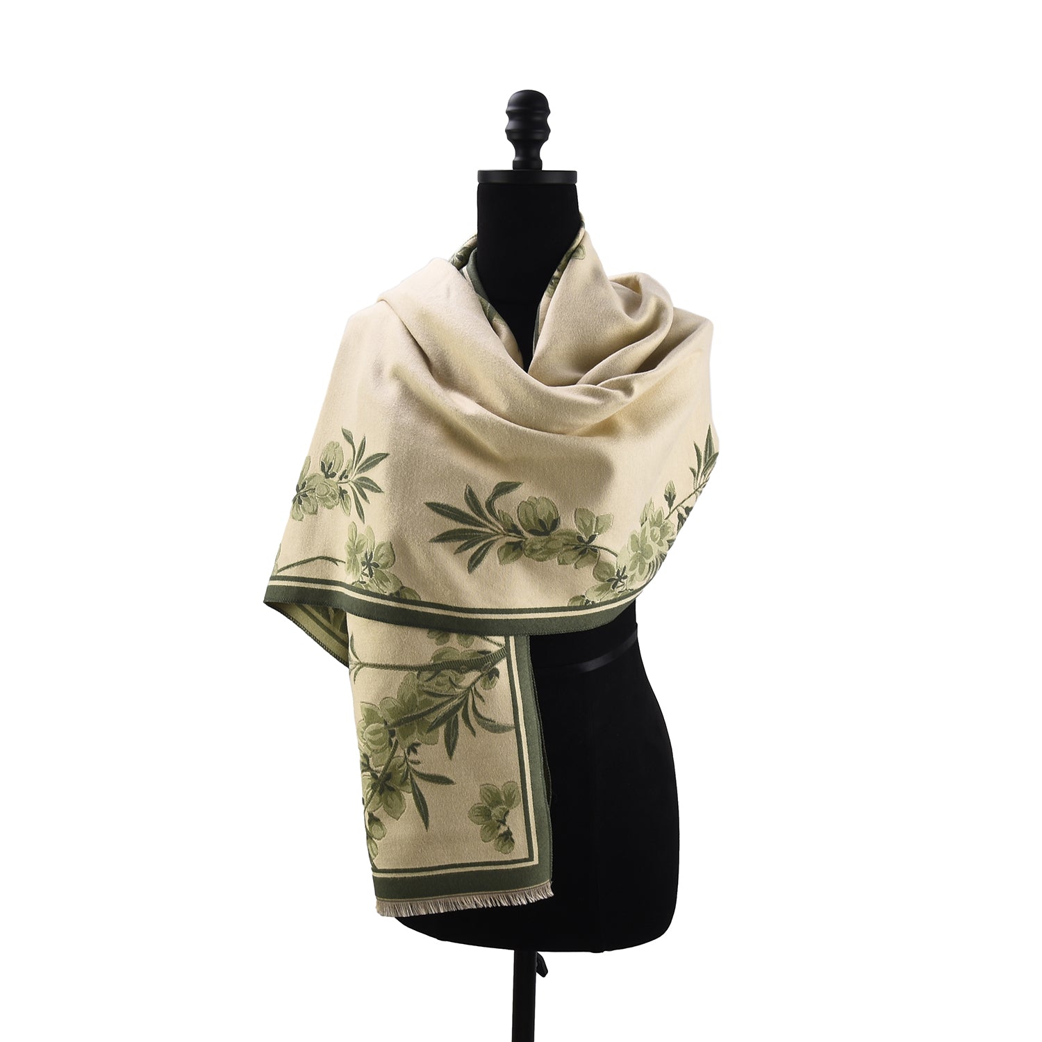 Women's Floral Wrap Scarf With Fringe Trim - Mellow World