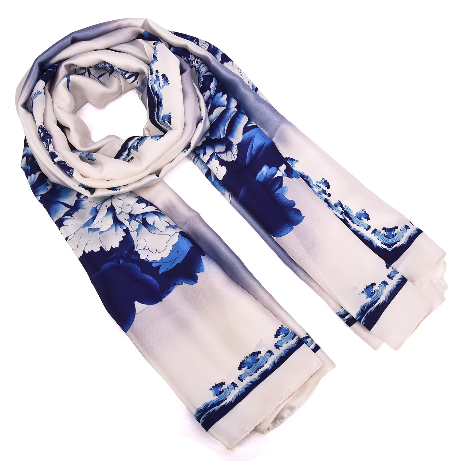 Women's Floral Printed Satin Wrap Scarf - Mellow World