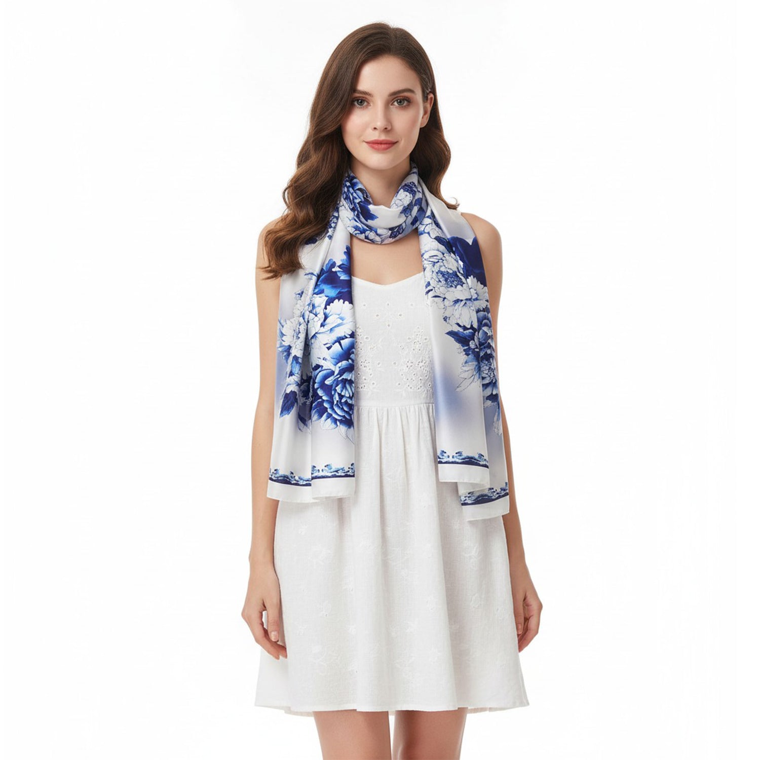 Women's Floral Printed Satin Wrap Scarf - Mellow World