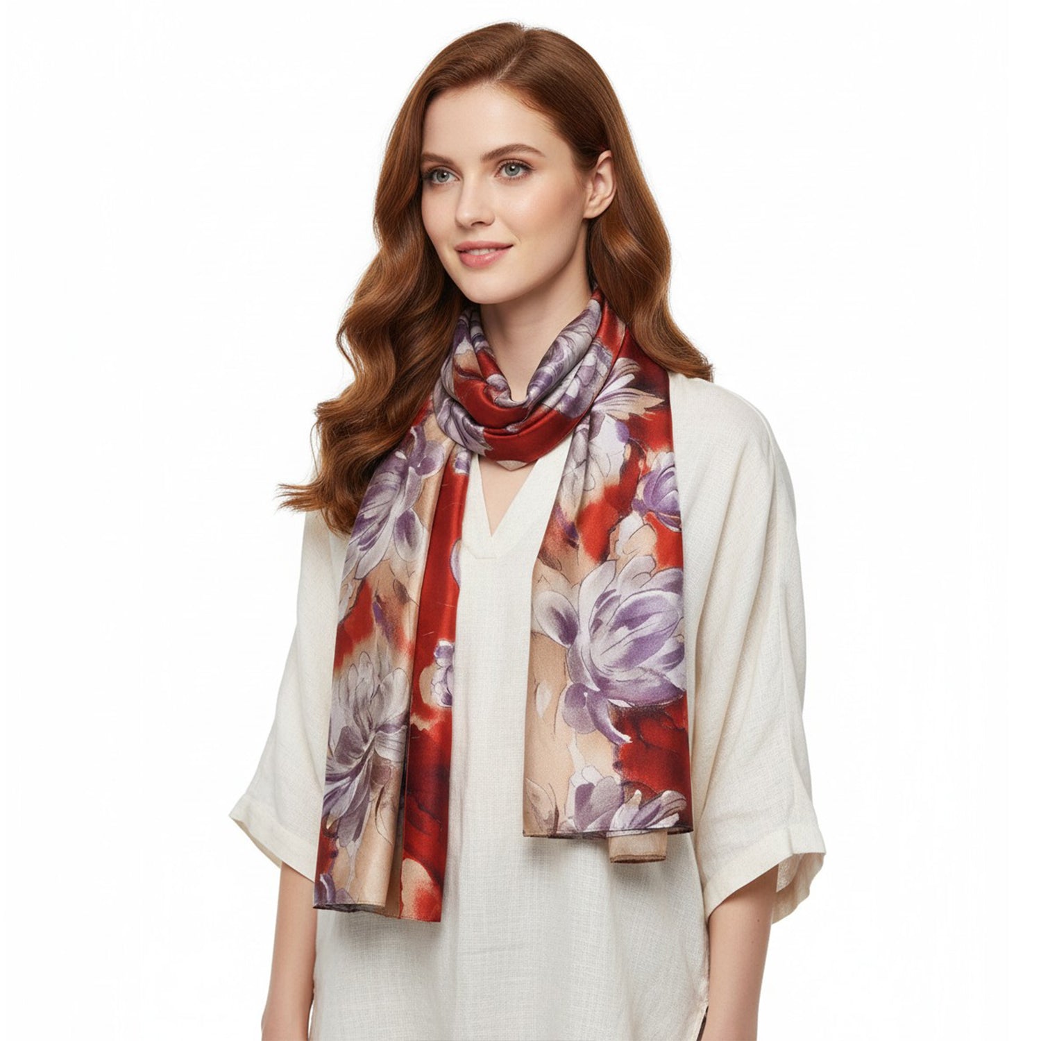 Women's Floral Printed Satin Wrap Scarf - Mellow World