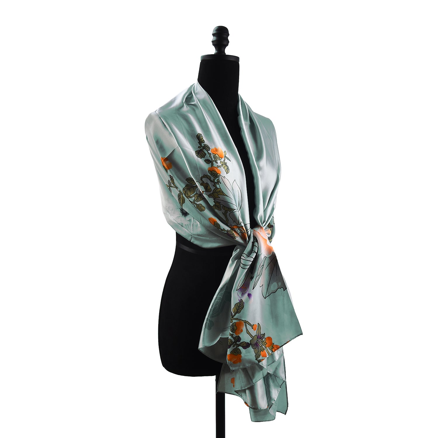 Women's Floral Printed Satin Wrap Scarf - Mellow World