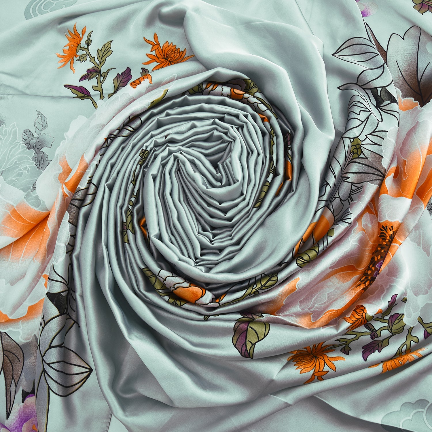 Women's Floral Printed Satin Wrap Scarf - Mellow World