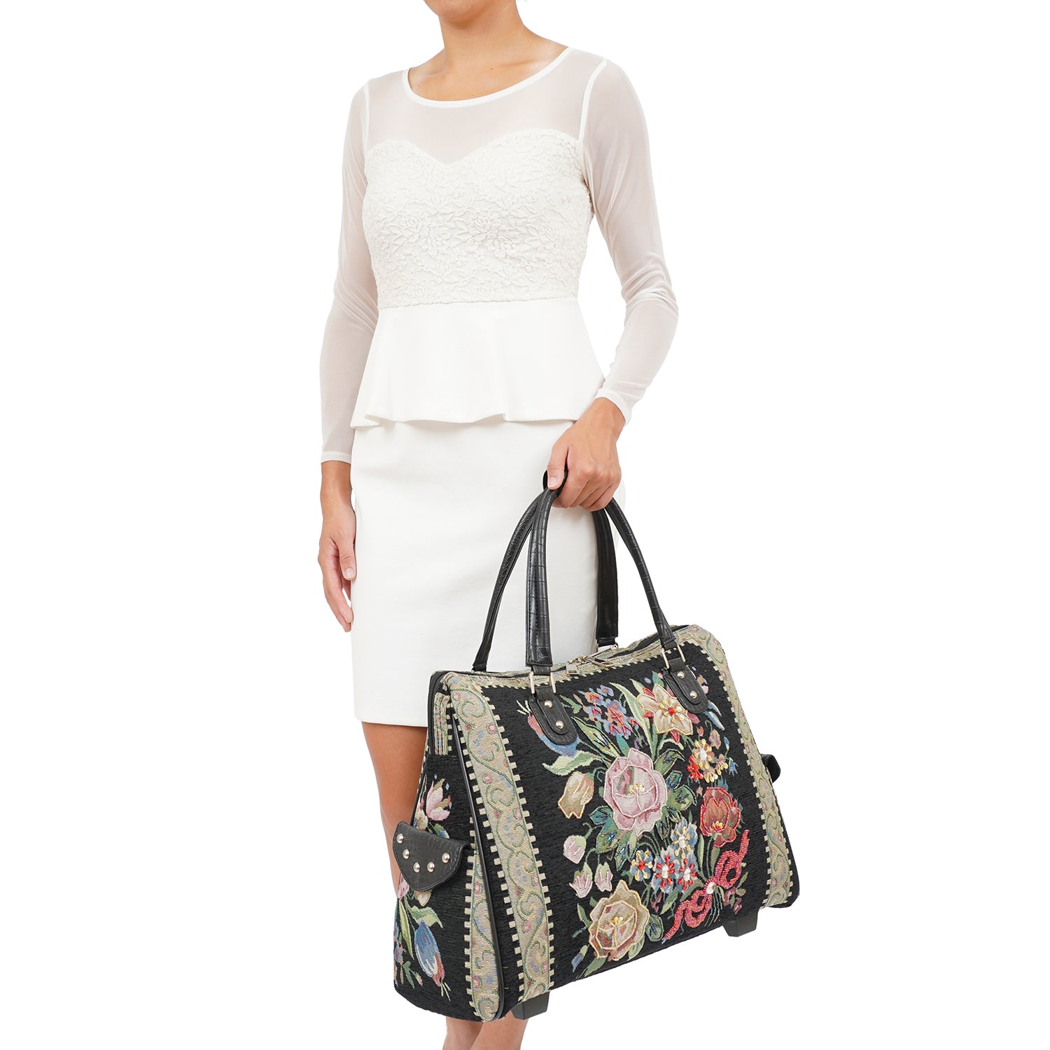 Flower Shop Hand Beaded Rolling Tote - Mellow World