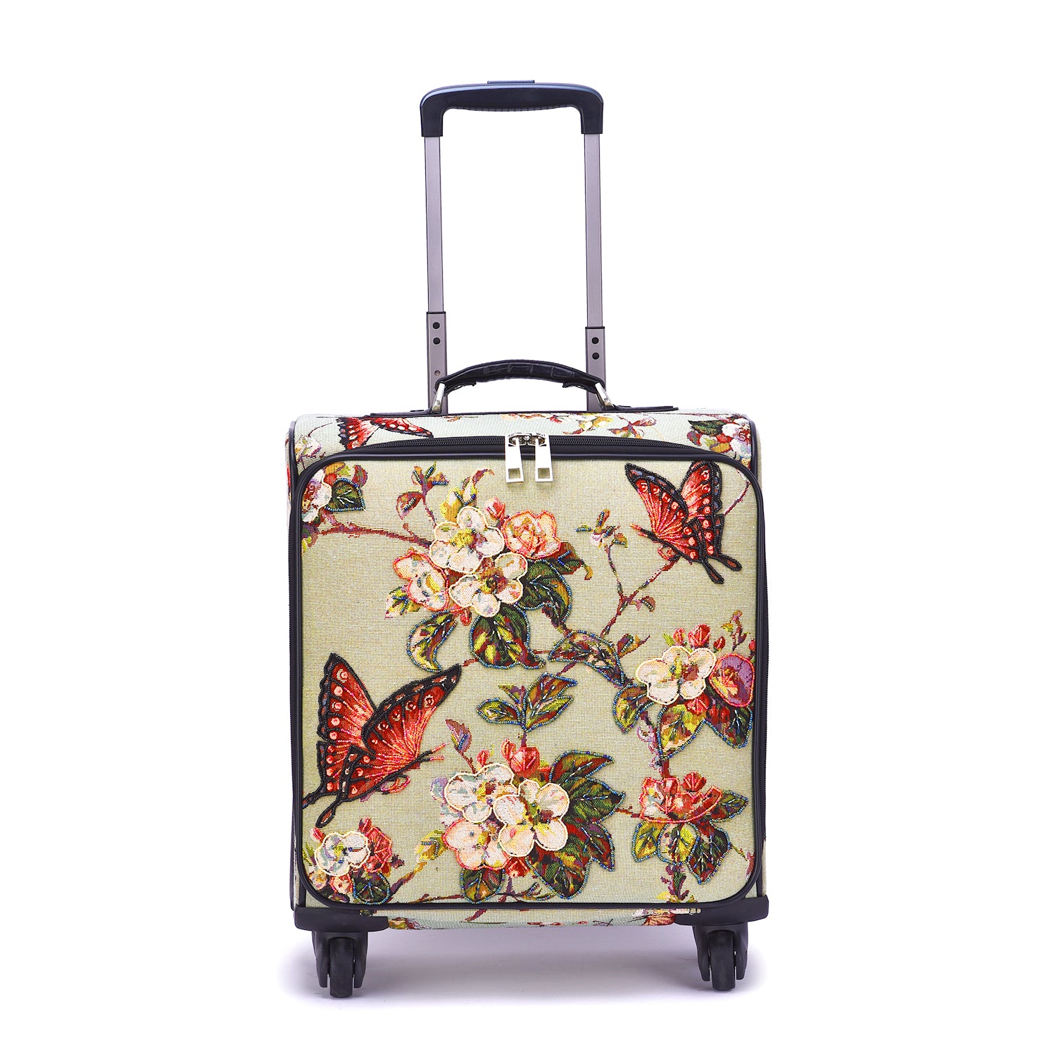 Butterfly Hand beaded Rolling Suitcase - Mellow World