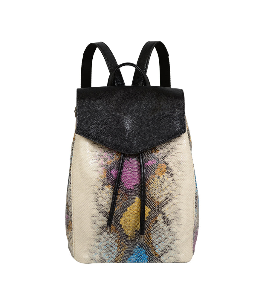 Karai Snakeskin Embossed Backpack. - Mellow World