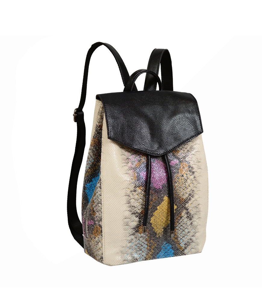 Karai Snakeskin Embossed Backpack. - Mellow World