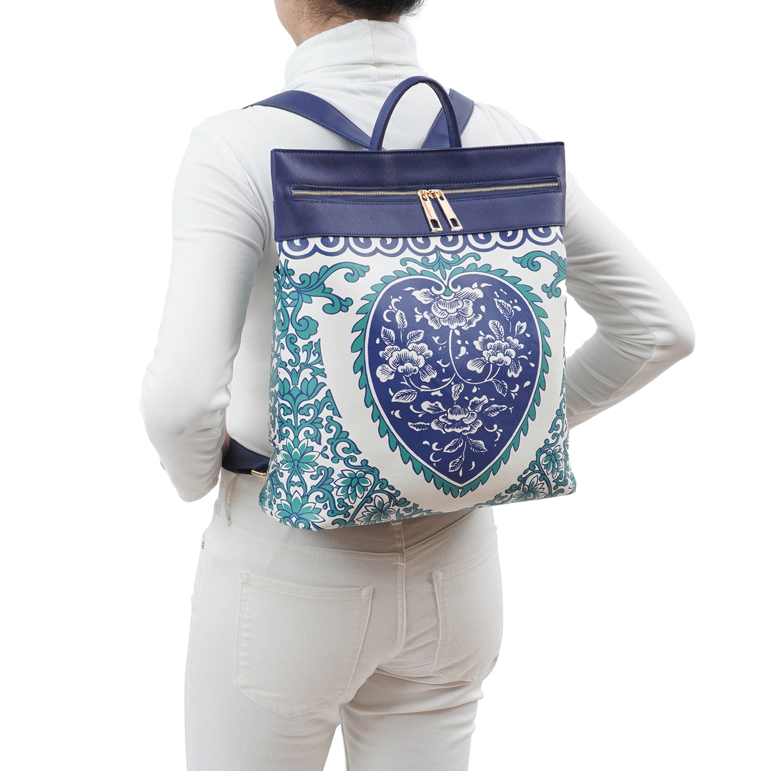 Porcelain Print Backpack With Trolley Sleeve - Mellow World 