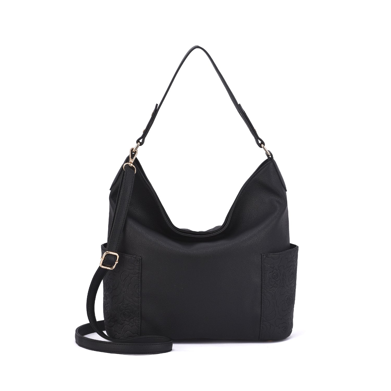 Ryder Hobo Bag with Floral Embossed Pockets
