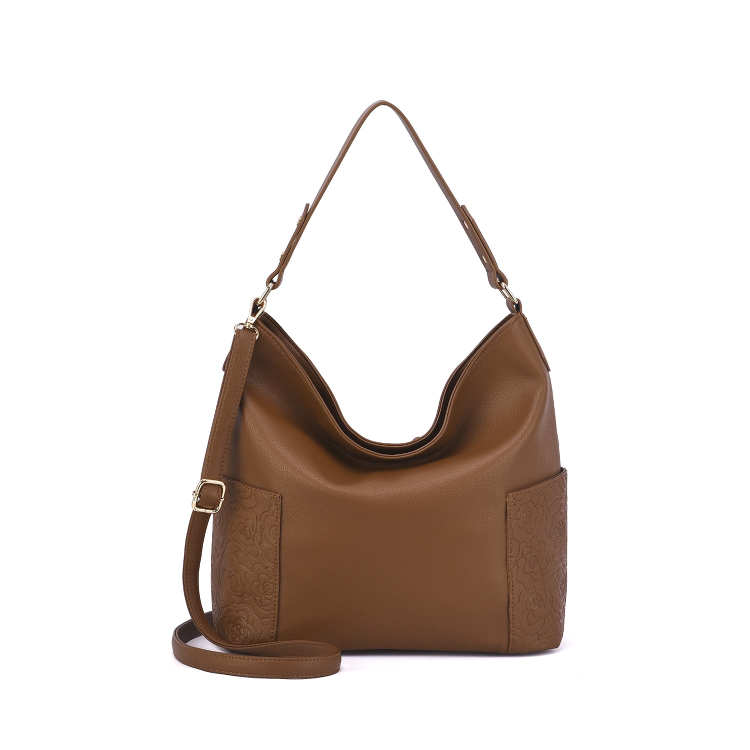 Ryder Hobo Bag with Floral Embossed Pockets