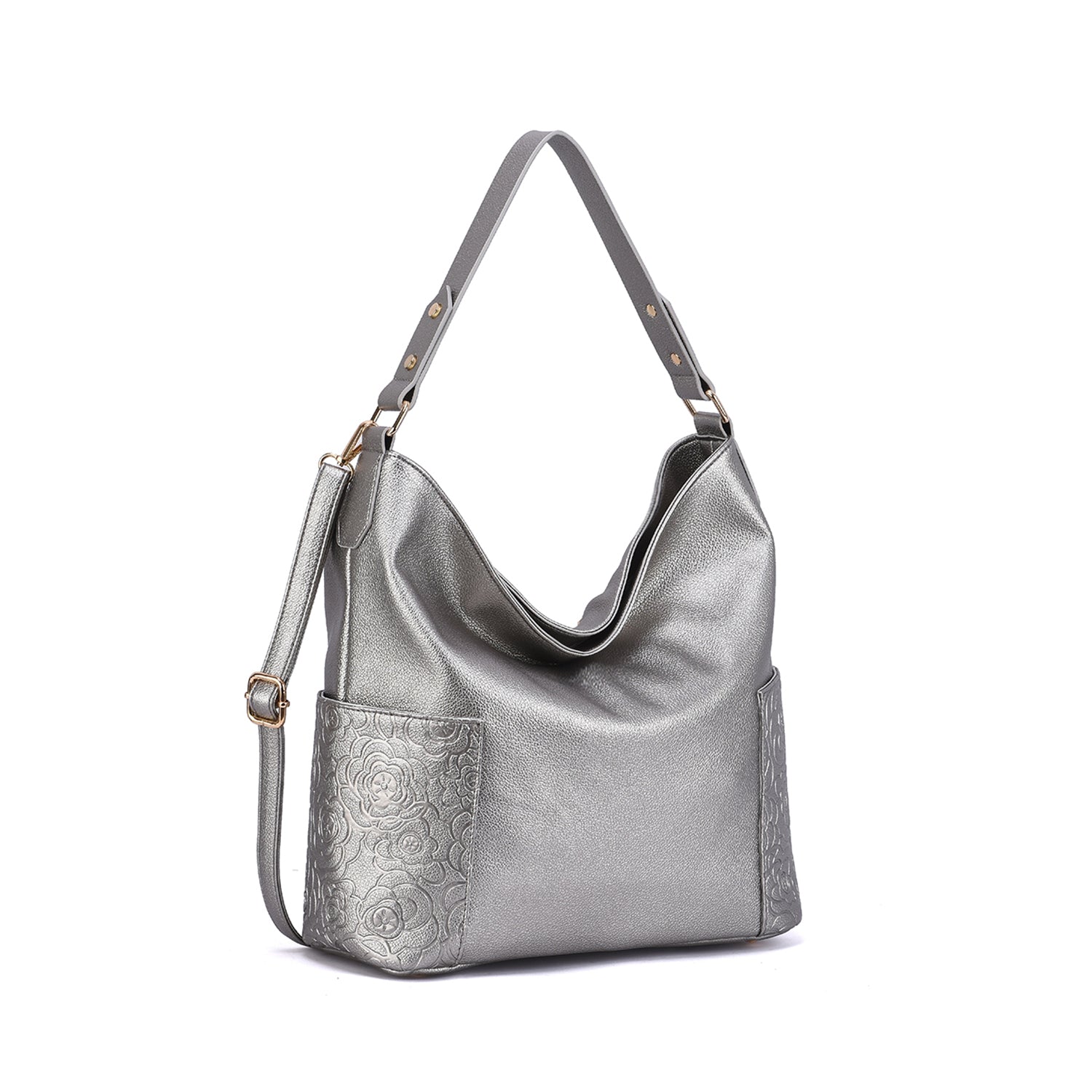 Ryder Hobo Bag with Floral Embossed Pockets