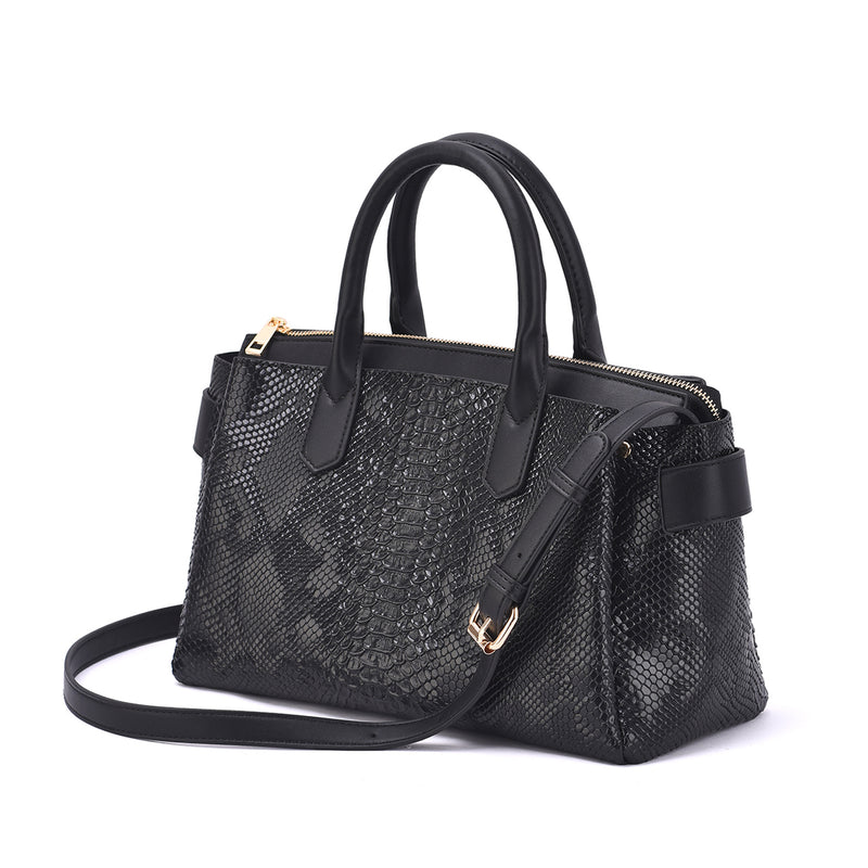 Maddie Snakeskin Embossed Satchel