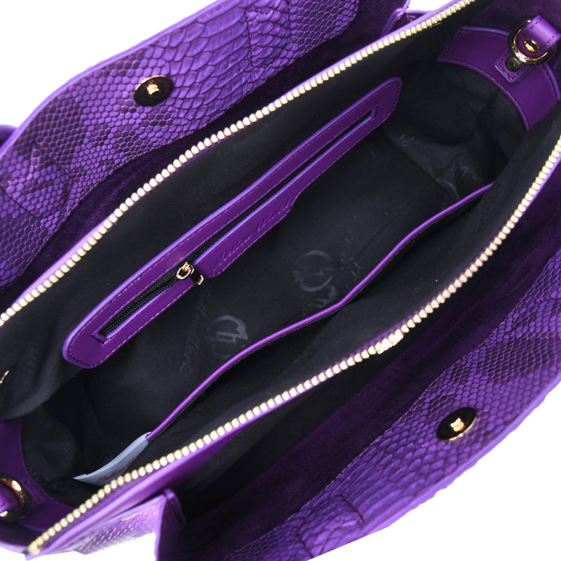 Maddie Snakeskin Embossed Satchel