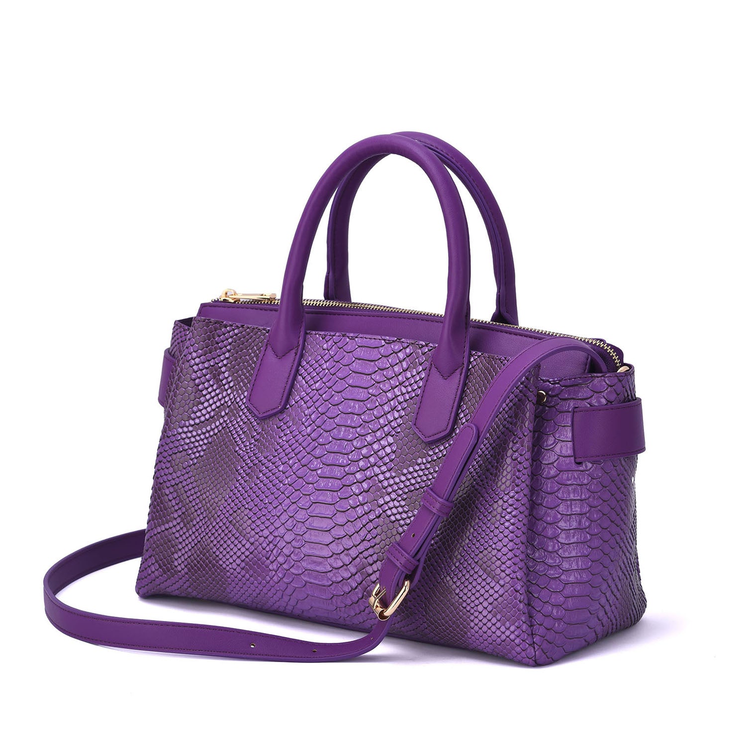 Maddie Snakeskin Embossed Satchel - Mellow World 