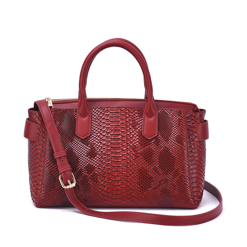 Maddie Snakeskin Embossed Satchel
