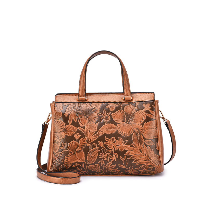 Salome Embossed Floral Satchel - Mellow World 