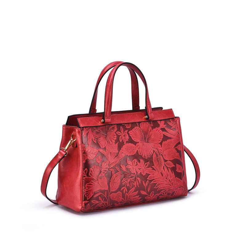 Salome Embossed Floral Satchel - Mellow World 