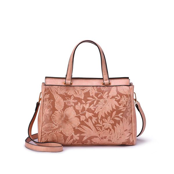 Salome Embossed Floral Satchel - Mellow World 