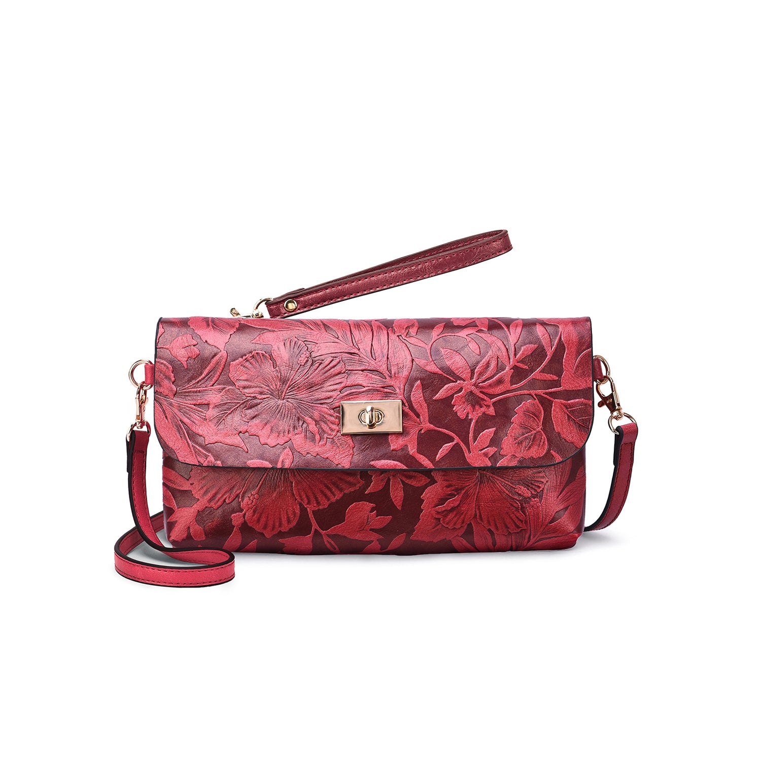 Sarita Embossed Floral Crossbody - Mellow World 