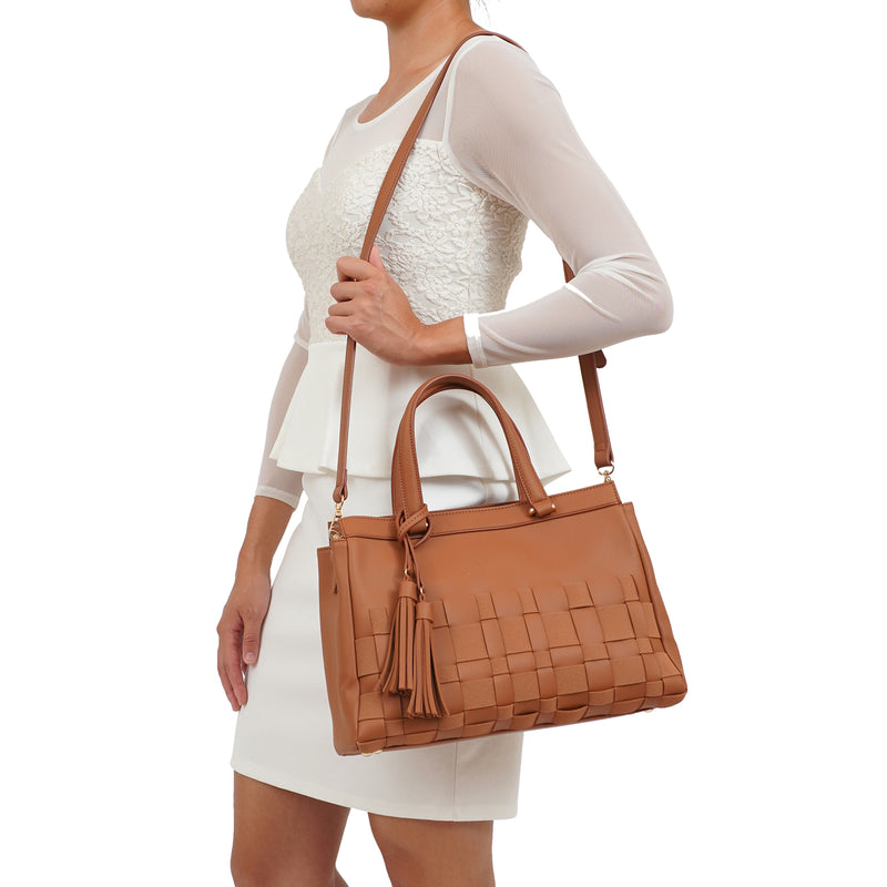 Adia Woven Trim Satchel