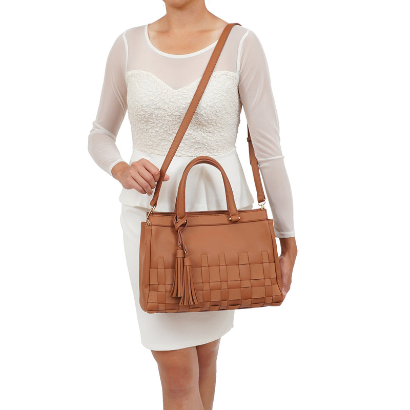 Adia Woven Trim Satchel