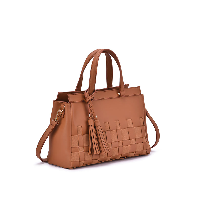 Adia Woven Trim Satchel